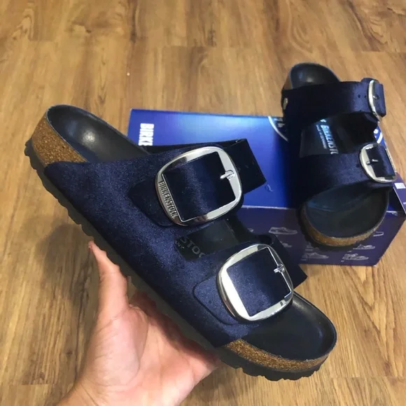 Oiled Leather Sandals Birkenstock Arizona Big Buckle Navy Arizona